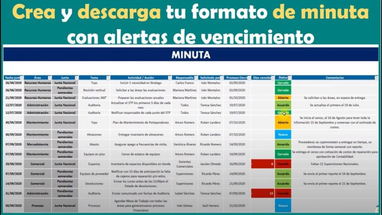 Plantilla de Minuta en Excel: Simplifica tus Reuniones