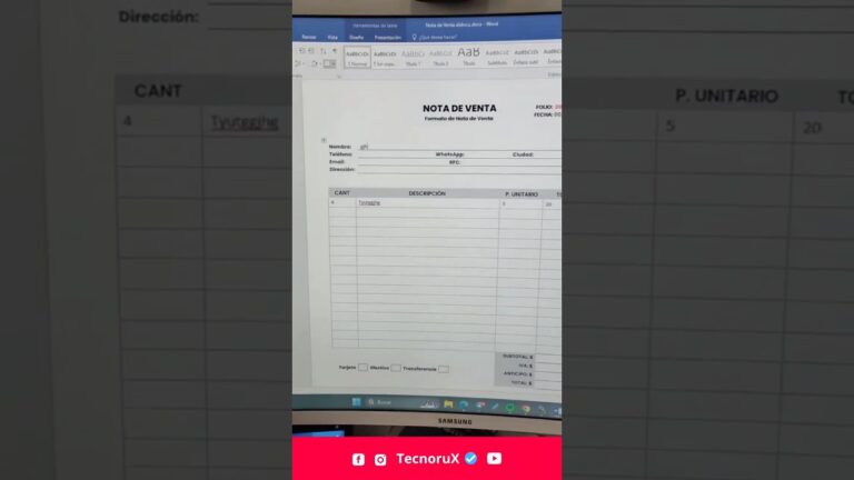 Plantilla de Nota de Venta en Word: Formato Optimizado